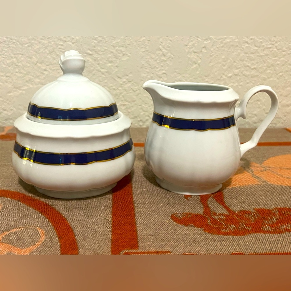 VTG MZ karlsbader porzellan sugar bowl & creamer